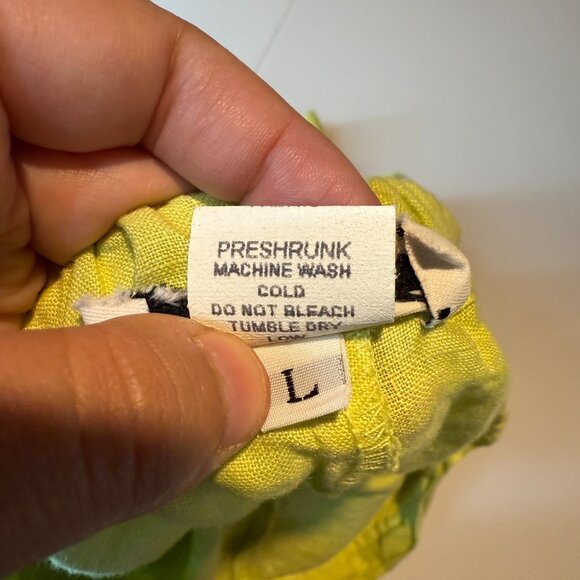 Habitat Women L 100% Linen Pant Crop Tapered Chartreuse Green Pull On Stretch - Picture 6 of 10